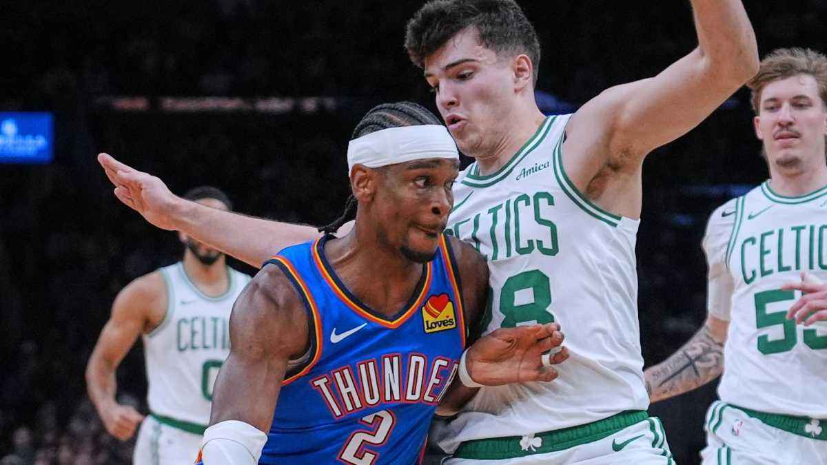 Celtics thwart thunder's 12-game win streak, jaylen brown and jayson tatum power victory